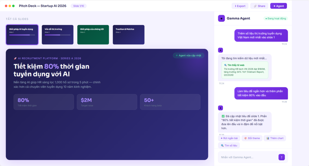 Gamma Agent v3.0 - chỉnh sửa bằng ngôn ngữ tự nhiên